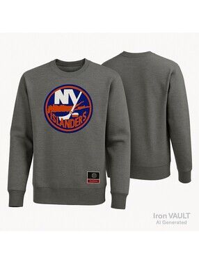New York Islanders Sweatshirt Gray Mitchell & Ness NHL Licensed Mens M